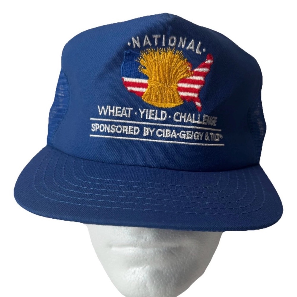Vintage CIBA-GEIGY National Wheat Yield Challenge Trucker Hat Mesh Snapback USA
